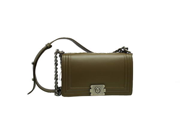 7A Chanel A30157 Khaki Calfskin mini Le Boy Flap Shoulder Bag Silver Hardware Online